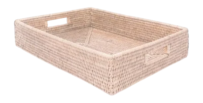Prix Bas Panier de Rangement Decor Walther Basket Rectangulaire Rotin Clair