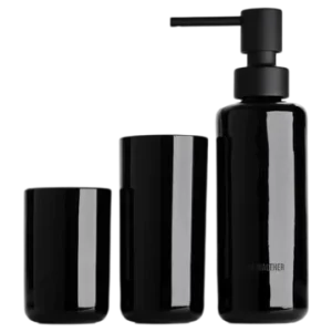 Satisfait Ou Remboursé Set Distributeur de Savon + Gobelet + Porte-Brosse à Dents Walther Pop Up Set Black (3 Pièces)