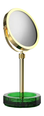 Quantité Limitée Miroir à Maquillage Decor Walther Kristall KSA Coupelle Vert Or 24 Carats (Grossissement 4x + 1x)