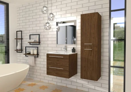 Top Vente Meuble NEPTUNE Héritage Chêne 60 cm - Miroir antibuée KATHY