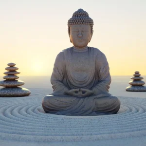 Abendstimmung mit Buddha-Statue Commande En Gros