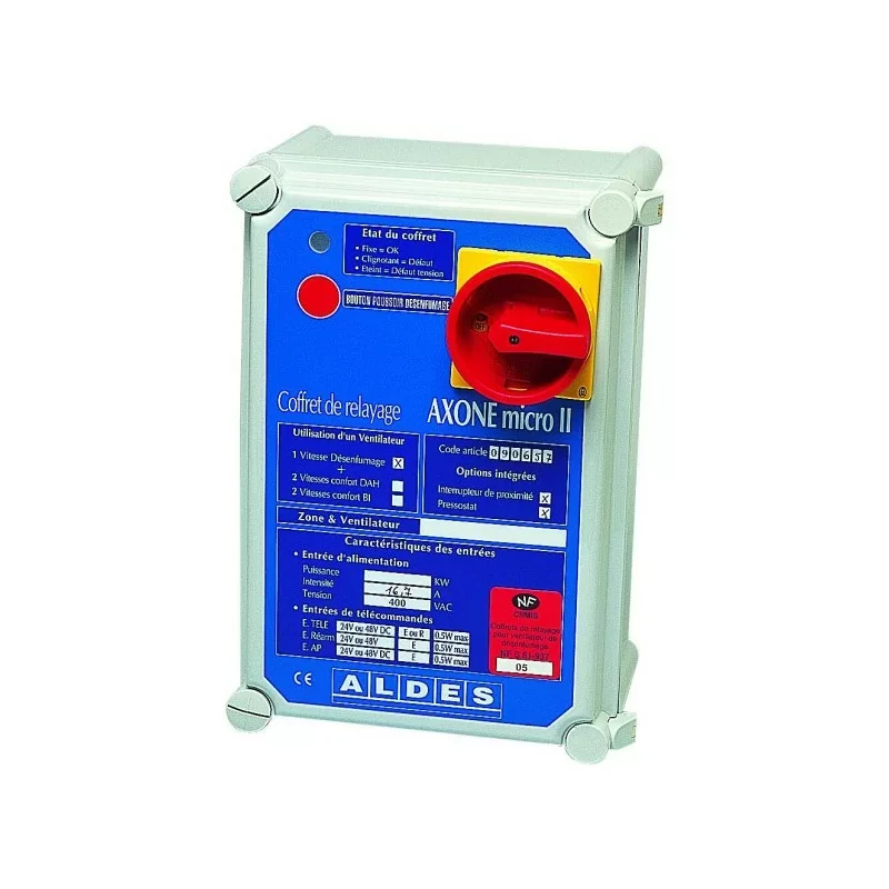 Vente Directe Aldes 11090652 Coffret de relayage Axone Micro III-1 Vitesse/Désenfumage- Triphasé 16.7A