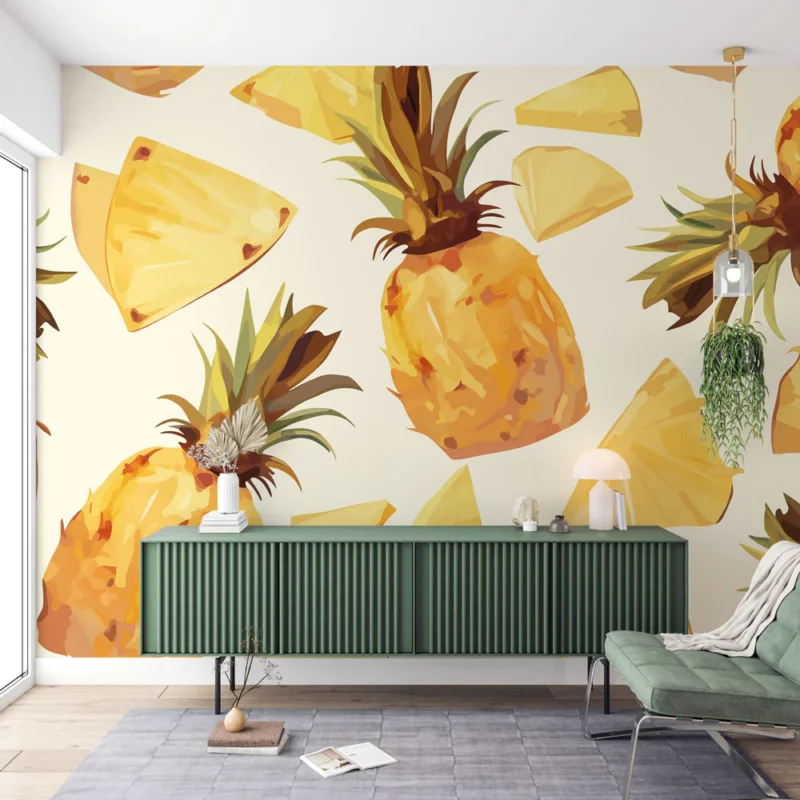 Acheter En Ligne Papier peint ananas Entiers et découpés