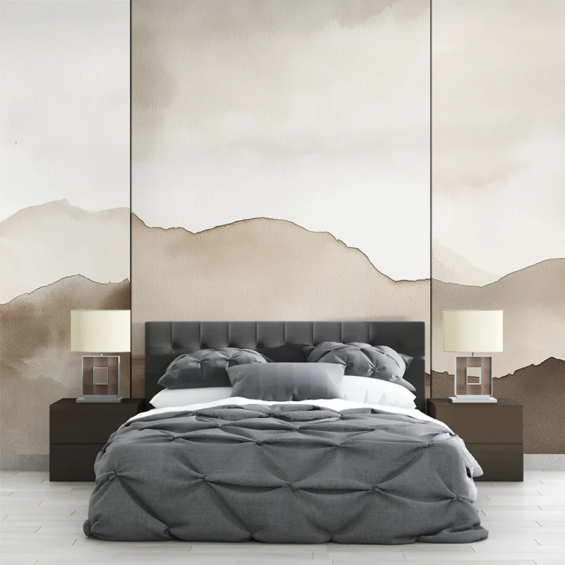 Papier peint montagne Beige en triptyque Authentique