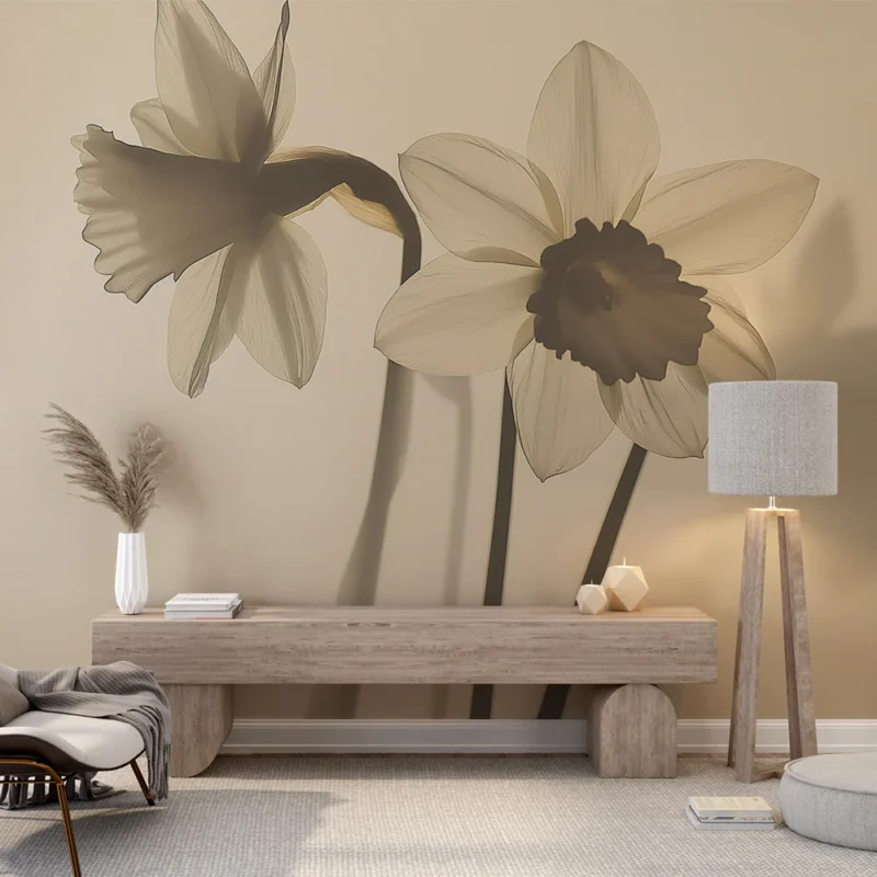 Super Prix Papier peint narcisse Tout en beige et ombres