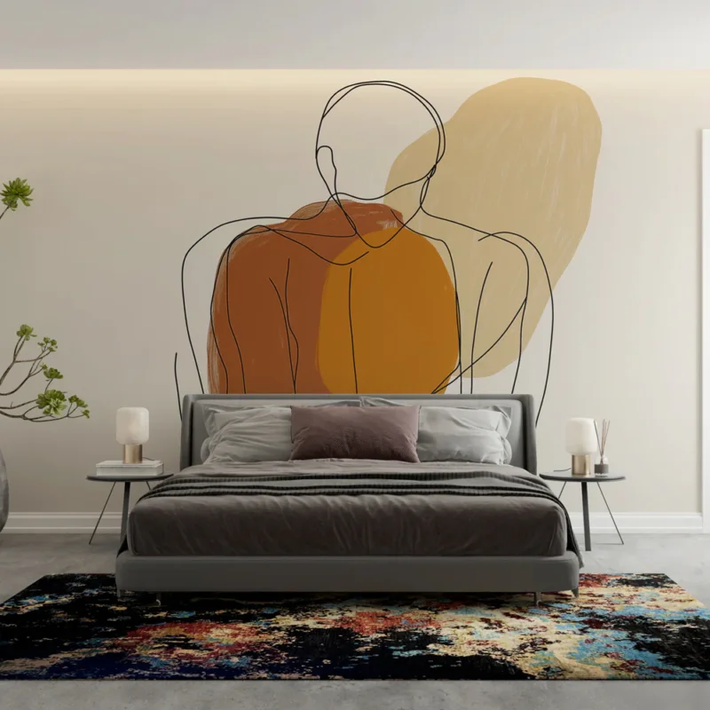 Papier peint art déco moderne Line art tricolore Commander Maintenant
