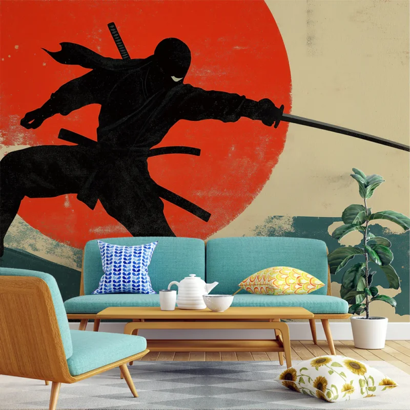 Papier peint ninja Style peinture japonaise Achetez Aujourd'hui