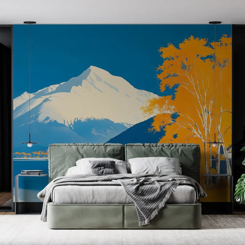 Papier peint nature sauvage Contrastes bleu et jaune Offre Spéciale