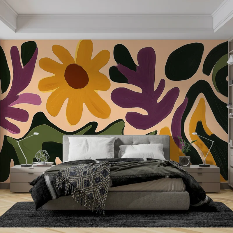 Prix Promo Papier peint fleurs Peinture solaire en pastel