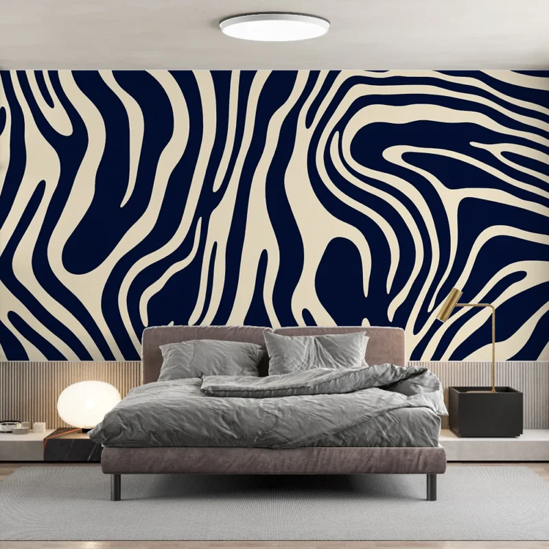 Acheter Direct Papier peint panoramique abstrait Bleu indigo et beige