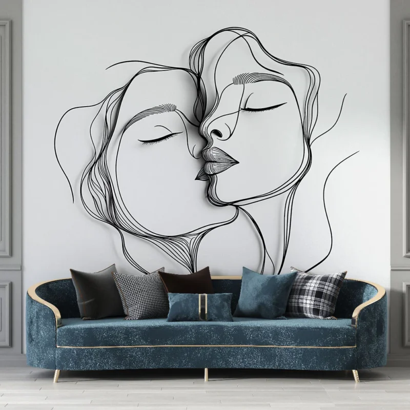 Papier peint portraits abstraits Le bisou 3D Retour Gratuit