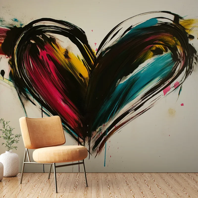 Dernier Modèle Papier peint cœur Excès d‘amour en peinture