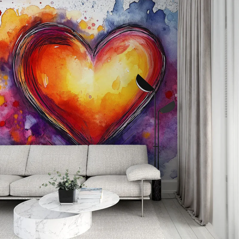 Commande En Gros Papier peint cœur Explosion de couleurs peinture à l‘eau
