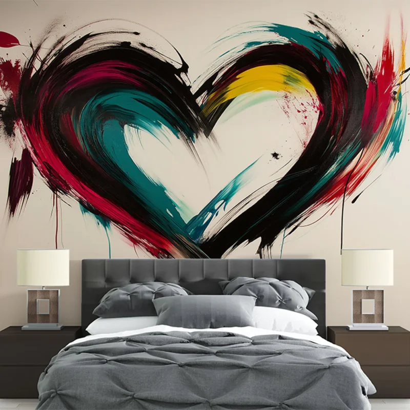 Papier peint cœur L‘amour en peinture Super Prix