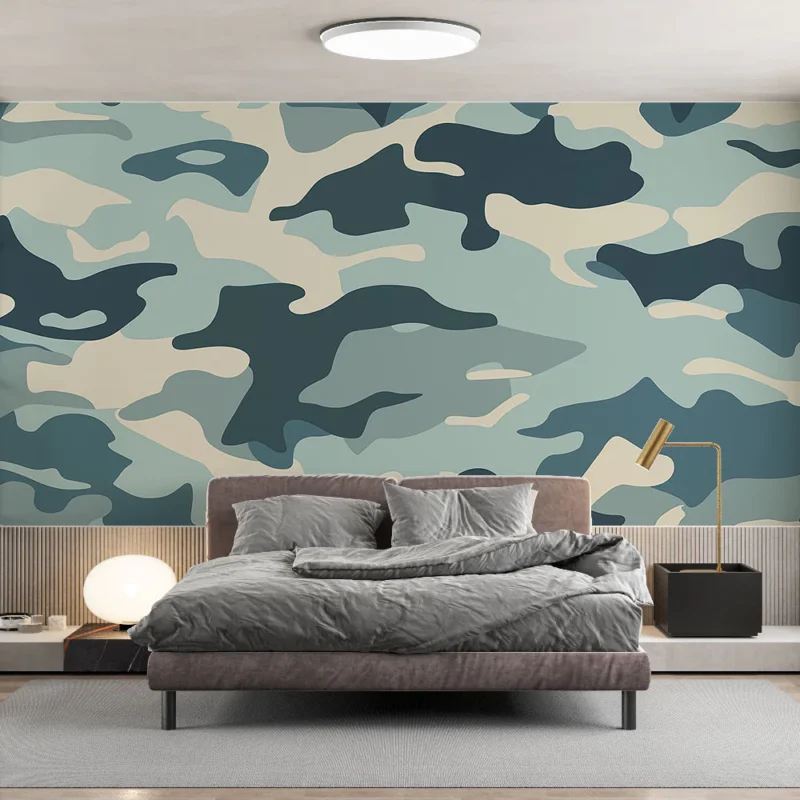 Papier peint militaire camouflage Beige et kaki Bon Plan