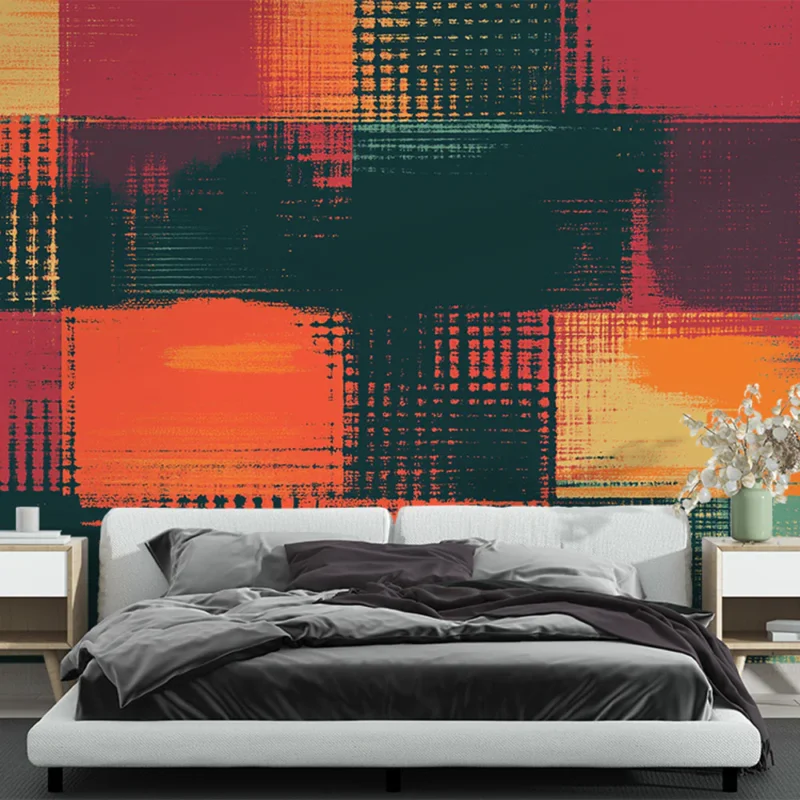 Achat Immédiat Papier peint damier abstrait Multicolore
