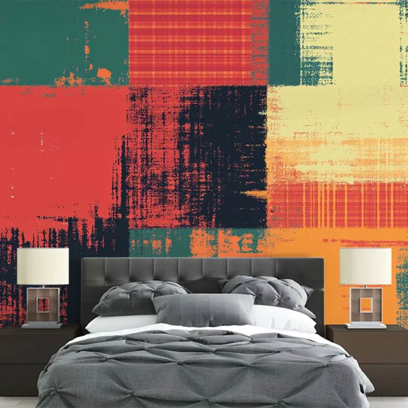 Nouvelle Collection Papier peint damier graffiti Multicolore