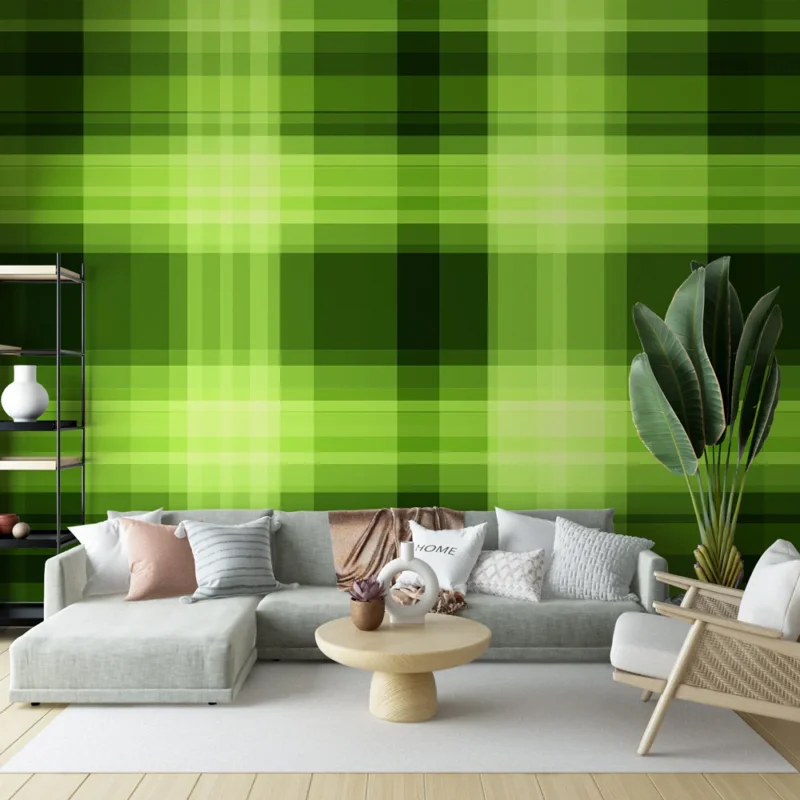 Commande En Gros Papier peint écossais Tartan en nuances de vert