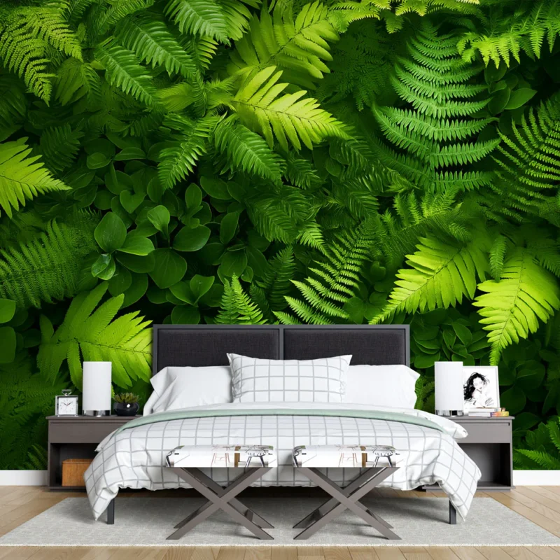 Offre Exclusive Papier peint feuillage vert Forêt verte en panoramique