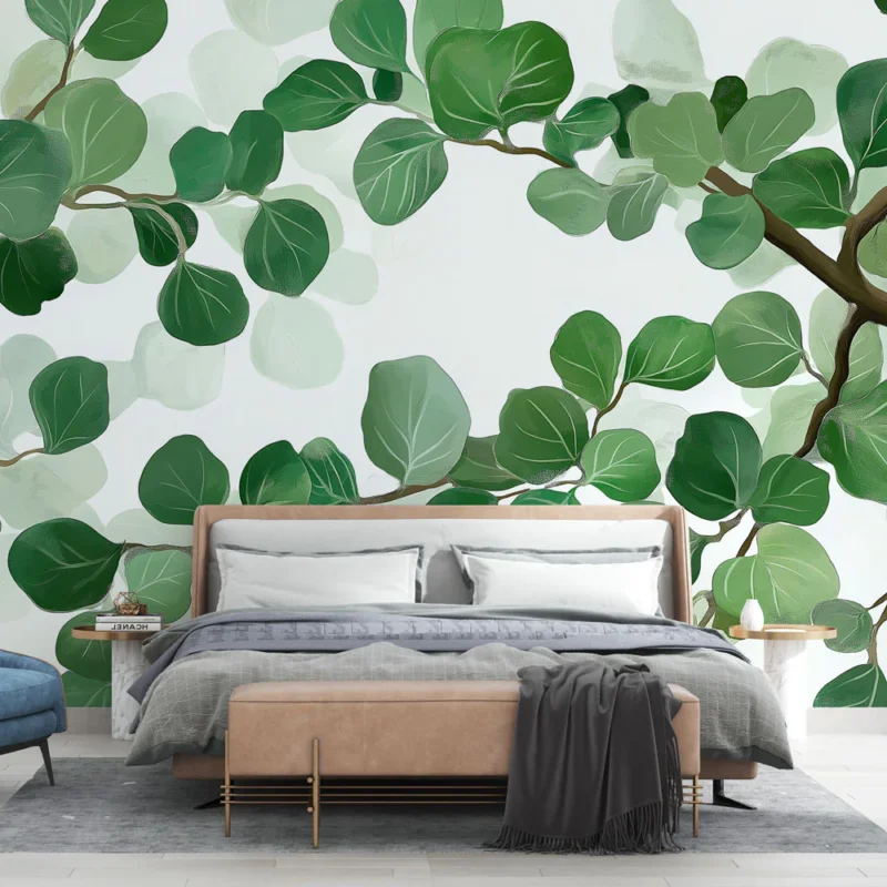 Satisfait Ou Remboursé Papier peint feuillage vert Entre branches et petites feuilles rondes