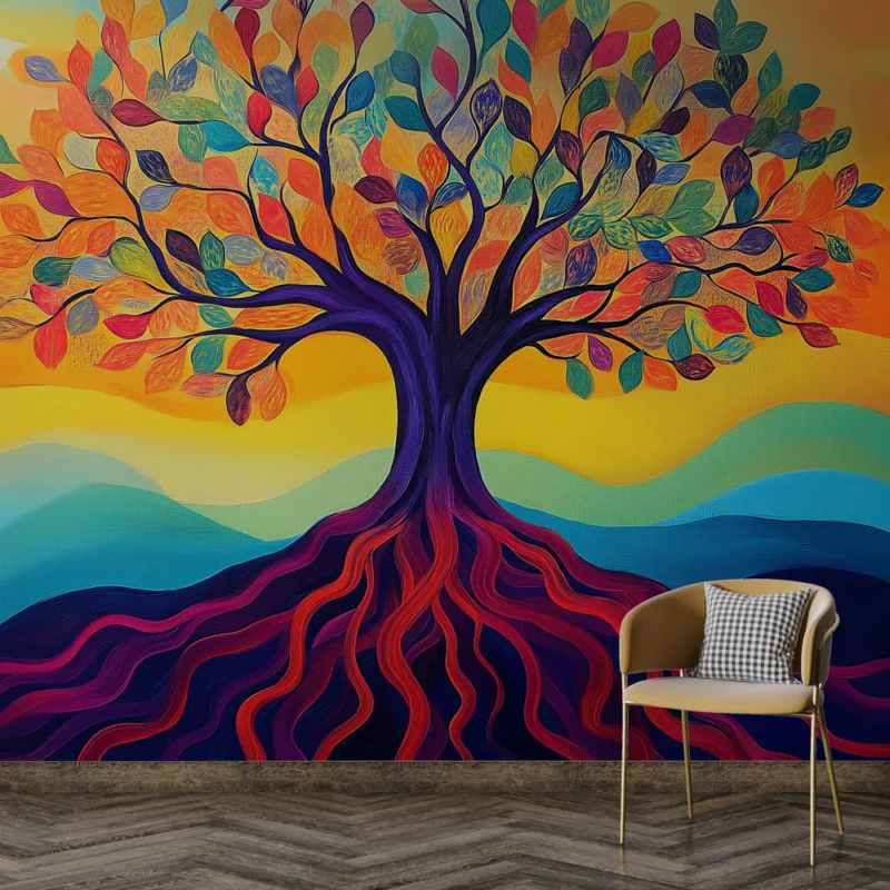 Achat Immédiat Papier peint arbre de vie Design artistique vibrant
