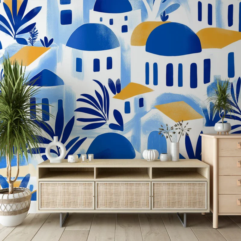 Achat Immédiat Papier peint Santorin Motif coloré et vibrante inspiration