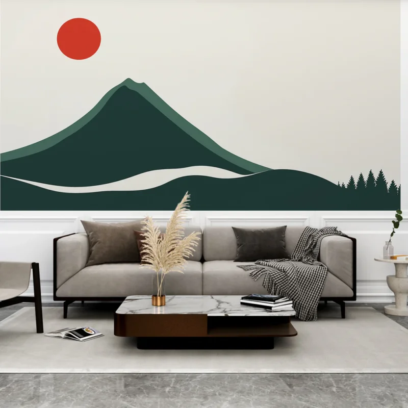 Acheter Direct Papier peint montagne stylisée Velouté et Zen